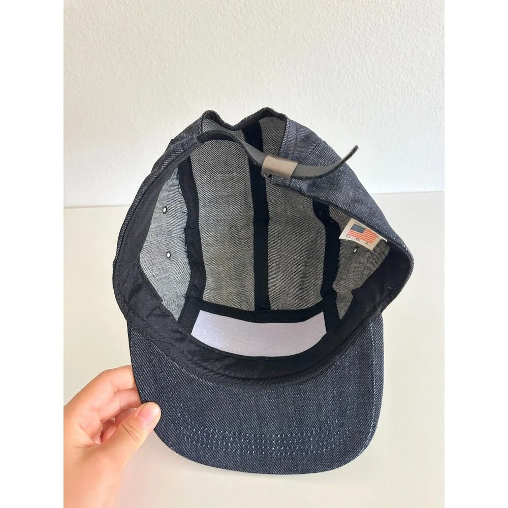 Golden State Warriors Vtg Newspaper Boy Snapback Denim Chambray Cap Logo Patch